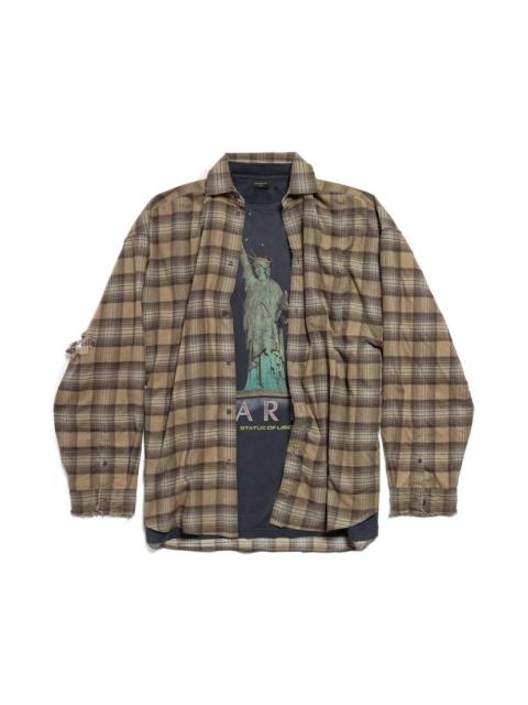 BALENCIAGA Men's Paris Liberty Layered Shirt Oversized in Dark Green