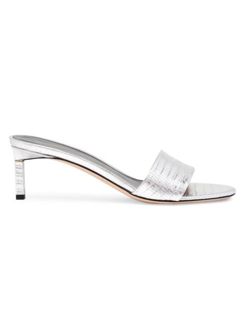TOM FORD Women's 55MM Croc-Embossed Leather Kitten-Heel Mules - Silver