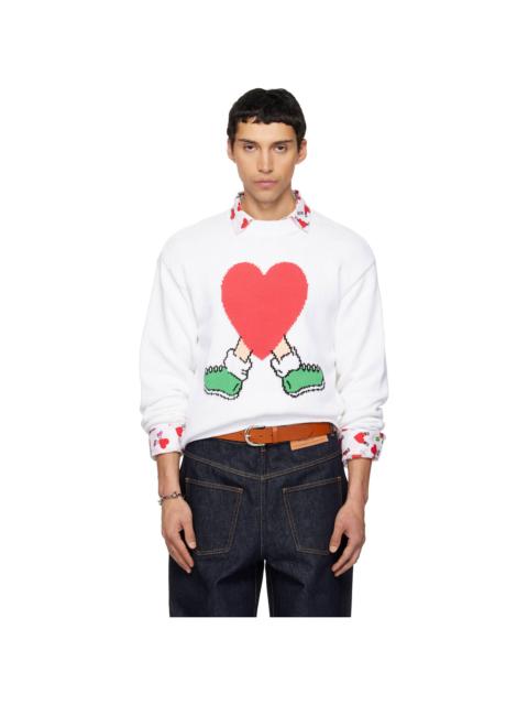 Moschino White All Over Hearts Sweater