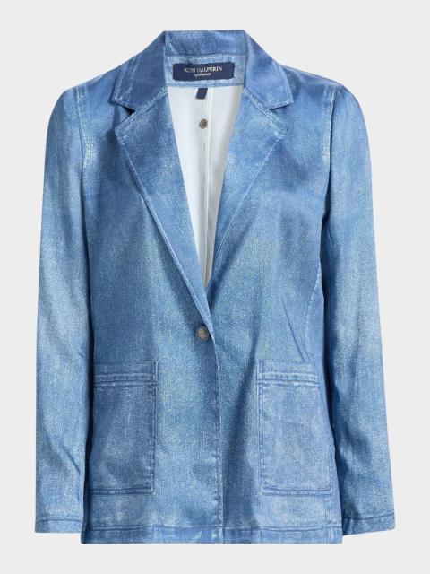 KOBI HALPERIN Veronica Denim-Print Satin Jacket