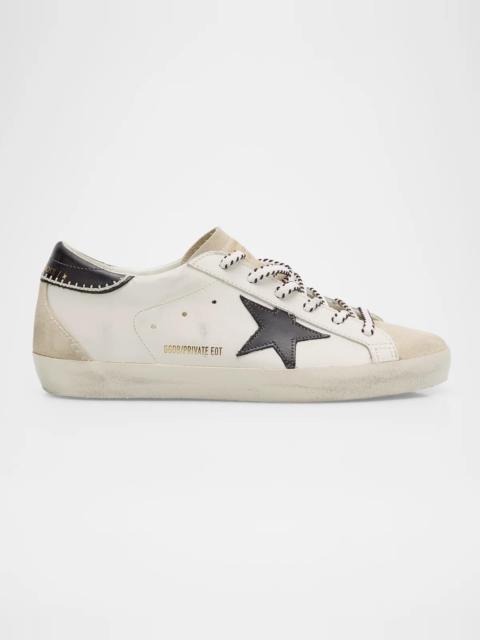 Golden Goose Super-Star Embroidered Mixed Leather Low-Top Sneakers
