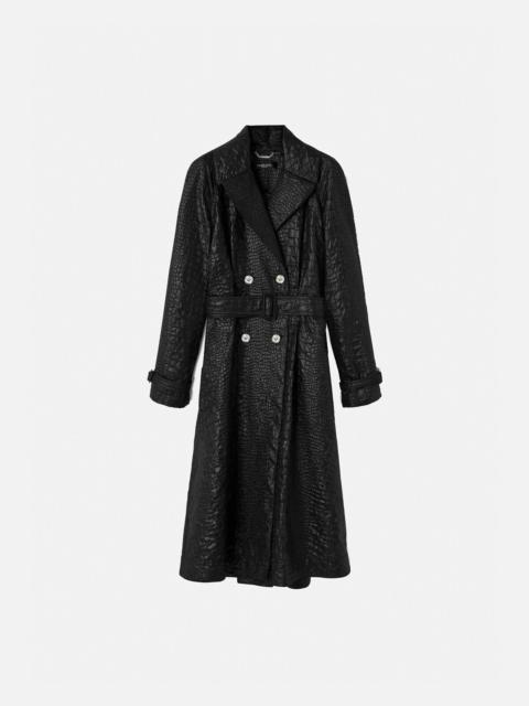VERSACE Croc-Lacquered Cloquet Trench Coat