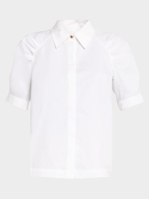 Max Mara Studio Amore Puff-Sleeve Cotton Poplin Shirt