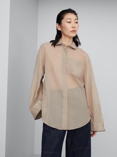Brunello Cucinelli Cotton organza shirt with shiny cuffs