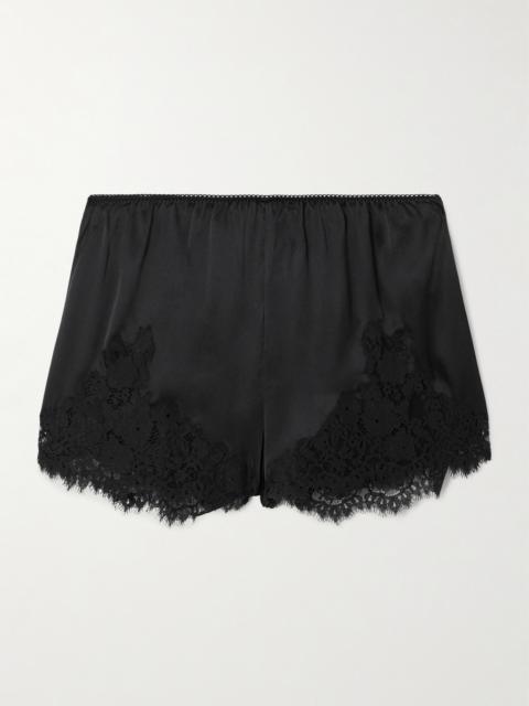 DÔEN Iona Lace-trimmed Silk-satin Shorts