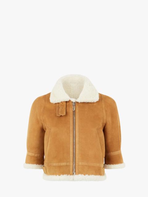 FENDI Brown leather bomber