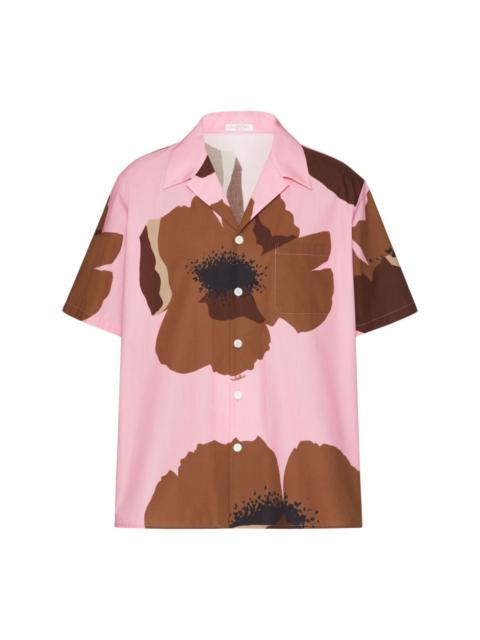 Flower Portrait-print bowling shirt