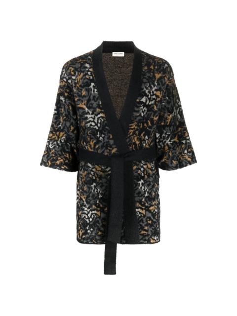 SAINT LAURENT leopard-knit cardigan