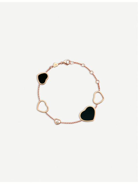 Chopard Happy Hearts 18ct rose-gold, onyx and diamond bracelet