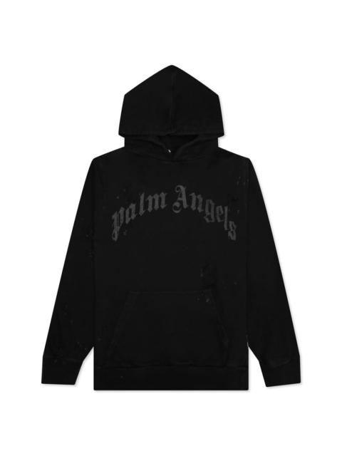 Palm Angels logo-print distressed hoodie