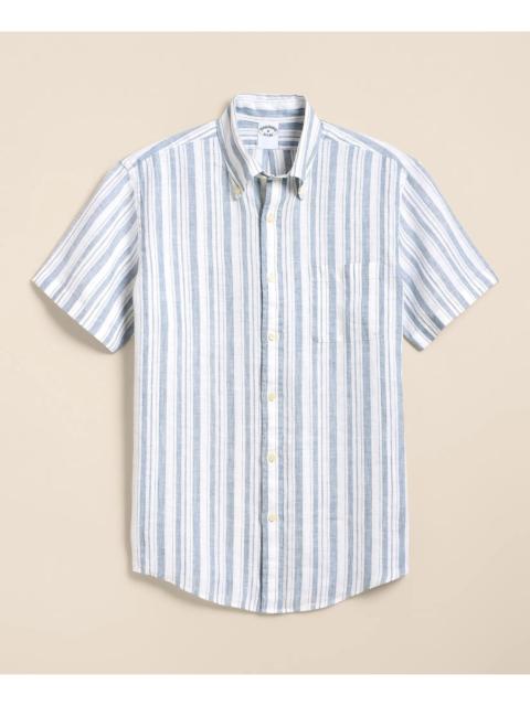 Brooks Brothers Irish Linen Short-Sleeve Stripe Sport Shirt