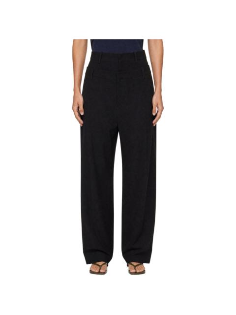 Off-White Black Wool Double Over Trousers