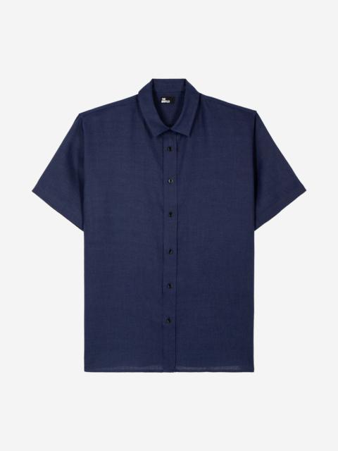 The Kooples SHORT-SLEEVED NAVY LINEN SHIRT
