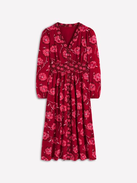 BODEN Natalia Long Sleeve Tea Dress-Red, Delicate Carnation