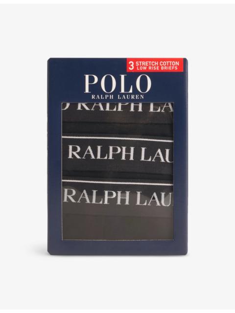 Polo Ralph Lauren Logo-waistband low-rise pack of three stretch-cotton briefs