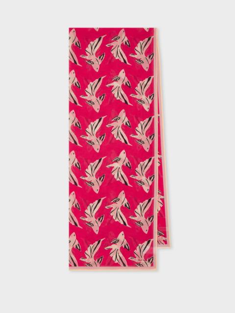 Paul Smith Women's Bright Pink 'Le Peche Fish' Cotton Scarf
