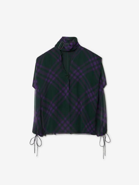 Burberry Check Silk Chiffon Blouse