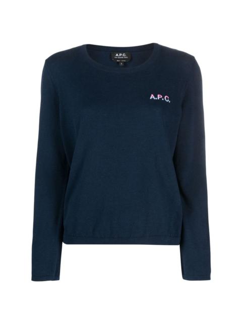 A.P.C. logo-embroidered cotton jumper