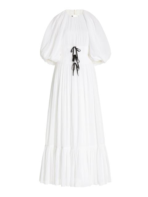 Erdem Marlyn Bow-Detailed Crinkled Crepe Maxi Dress white