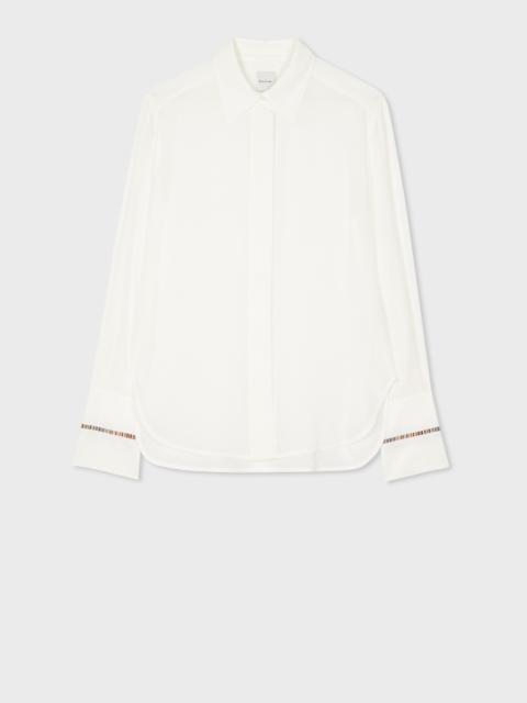 Paul Smith Women's White Silk 'Signature Stripe' Detail Shirt