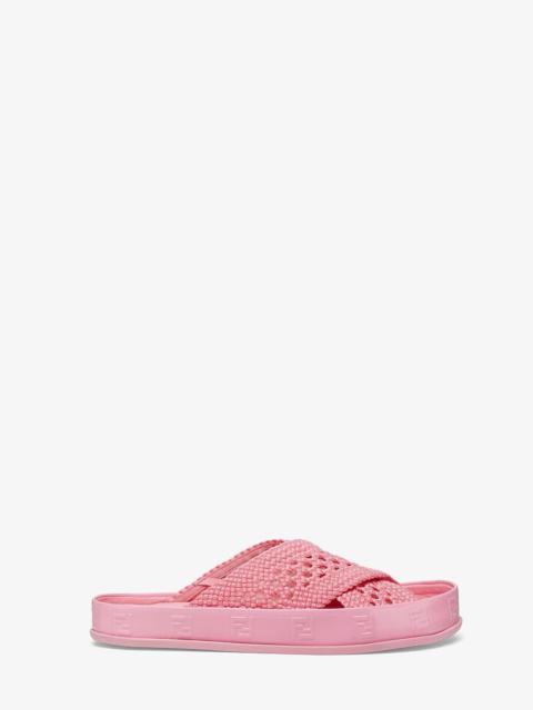 FENDI Pink stretch lace slides