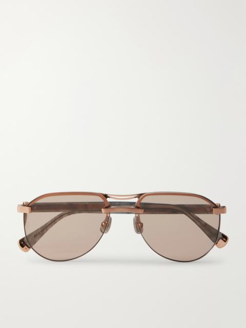 Brunello Cucinelli Carlito B. Aviator-style Silver-tone And Acetate Sunglasses