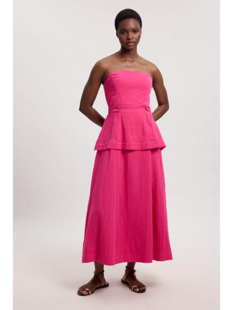 KAREN MILLEN Double Cloth Bandeau Peplum Midi Dress