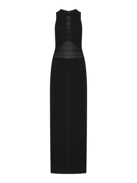 Balmain Open-Back Knit Midi Dress black