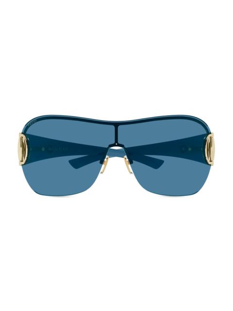 GUCCI Men's Rimless Mask Sunglasses - Gold Blue