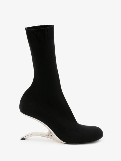 Arc Knit Boot in Black/silver