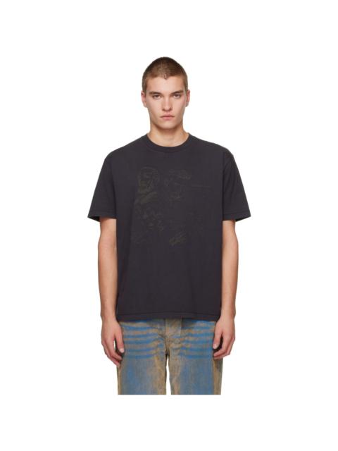 KidSuper Black 'Sketched Faces' T-Shirt