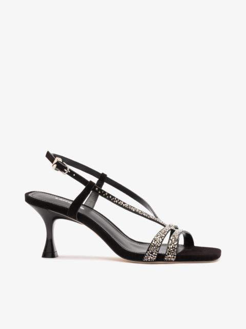 Larroudé Daphne Crystal Sandal Black Leather