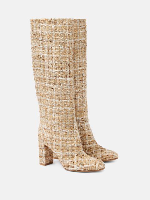 Bouclé knee-high boots