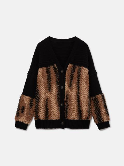Fur Free Fur Panel Textured Knit Cardigan