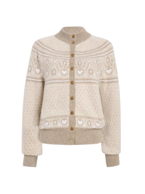 KHAITE Women's Marc Cashmere Fair Isle-Style Cardigan - Ecru Multi