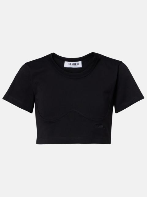 THE ATTICO Cropped cotton jersey T-shirt
