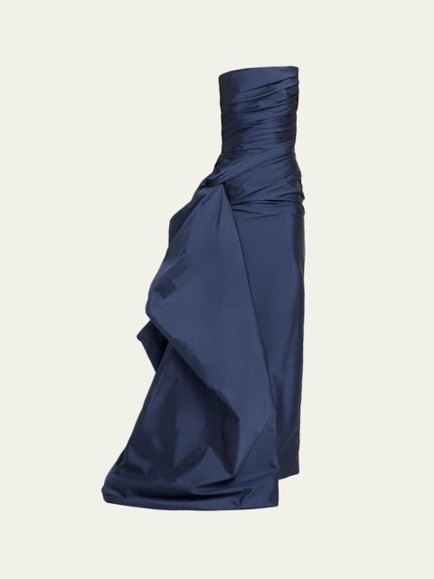 MARMAR HALIM Strapless Draped Taffeta Column Gown