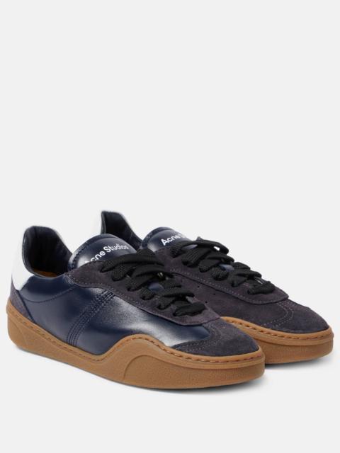 Logo suede-trimmed sneakers