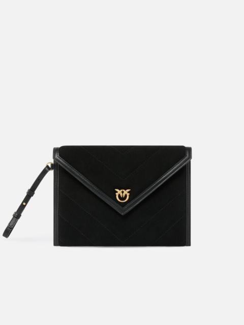 PINKO SUEDE POUCH WITH LOVE BIRDS LOGO