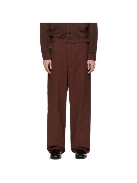 Lemaire Brown Seamless Belted Trousers