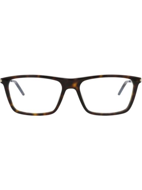 SAINT LAURENT Saint Laurent Square-Frame Acetate Optical Frames Havana Silver Transparent (SL344-30008544-008)