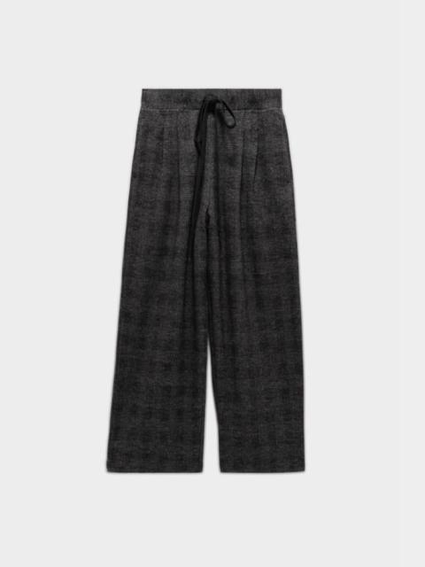 R13 CROPPED PLEATED WIDE LEG PANT - GREY GLEN PLAID | R13