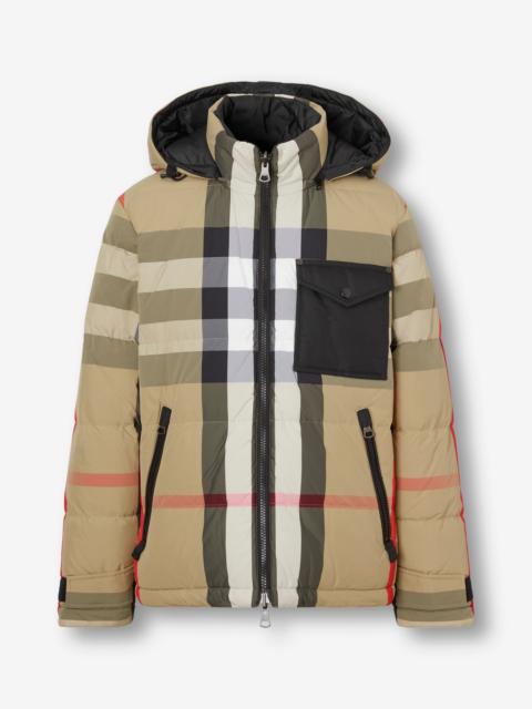 Burberry Check Nylon Reversible Hooded Puffer Jacket