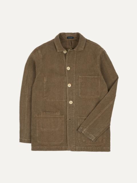 Drake's Brown Linen Five-Pocket Chore Jacket