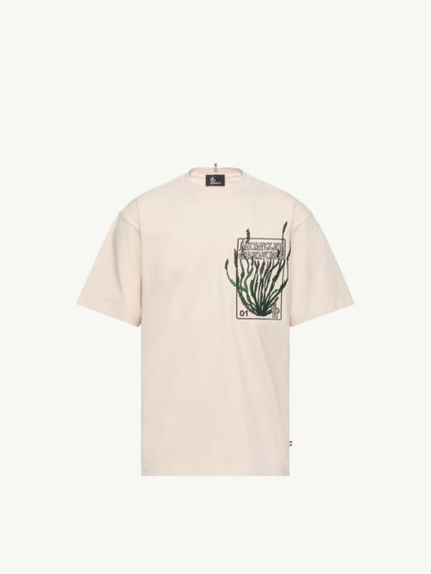 Moncler Grenoble Embroidered Botanical Motif Cotton T-Shirt