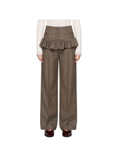 GANNI Gray Wool Melange Suiting Skirt Trousers