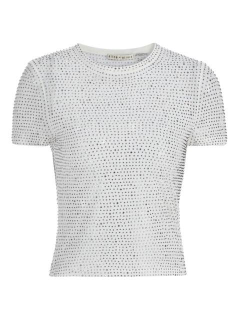 Alice + Olivia Women's Tess Crystal-Embellished T-Shirt - Off White Hematite