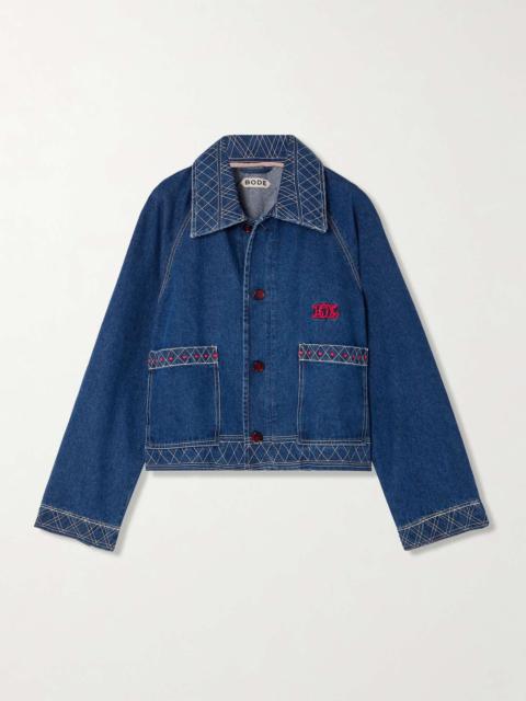 BODE Embroidered denim jacket