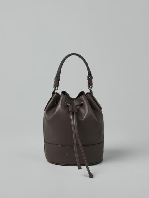 Brunello Cucinelli Calfskin bucket bag with precious braided handle
