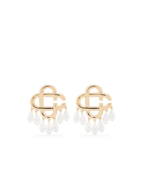 CASABLANCA pearl logo earrings